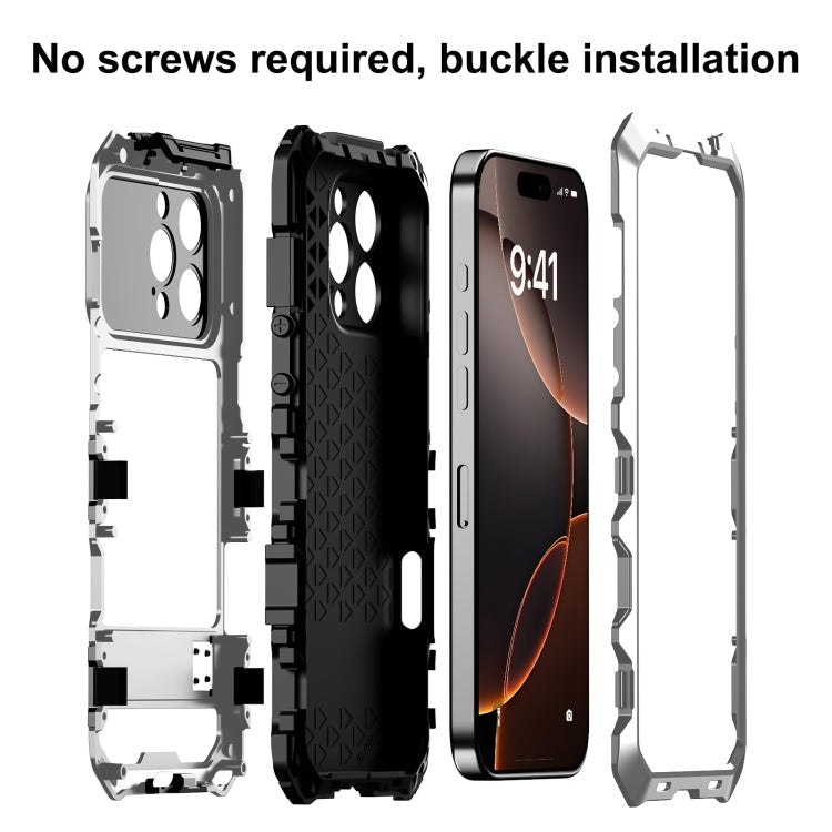 For iPhone 16 Pro Max R-JUST Life Water-resistant Dustproof Shockproof Phone Case(Silver)