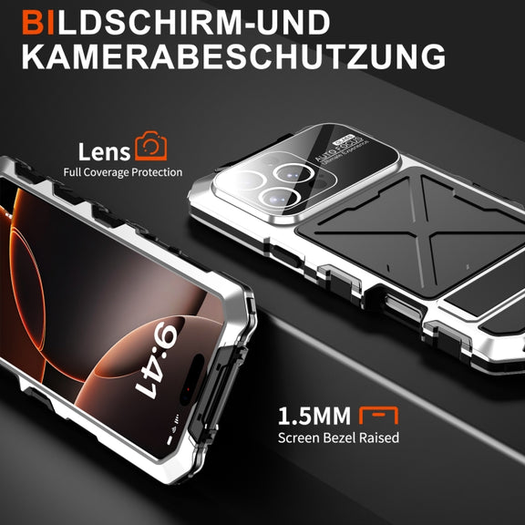 For iPhone 16 Pro Max R-JUST Life Water-resistant Dustproof Shockproof Phone Case(Silver)