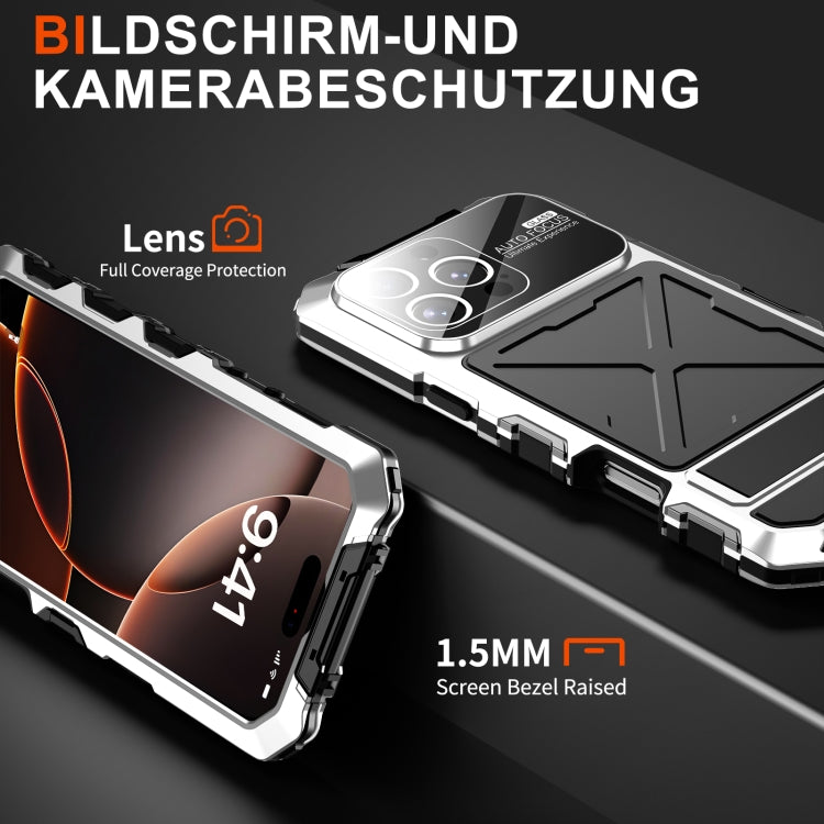 For iPhone 16 Pro Max R-JUST Life Water-resistant Dustproof Shockproof Phone Case(Silver)