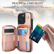 For iPhone 16 Pro Max AwQuer Crossbody Zipper Wallet Rhombic Leather Back Phone Case(Rose Gold)