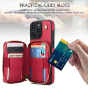 For iPhone 16 Pro AwQuer Crossbody Zipper Wallet Rhombic Leather Back Phone Case(Red)