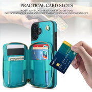For iPhone 16 Plus AwQuer Crossbody Zipper Wallet Rhombic Leather Back Phone Case(Green)