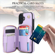For iPhone 16 Plus AwQuer Crossbody Zipper Wallet Rhombic Leather Back Phone Case(Purple)