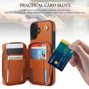 For iPhone 16 Plus AwQuer Crossbody Zipper Wallet Rhombic Leather Back Phone Case(Brown)