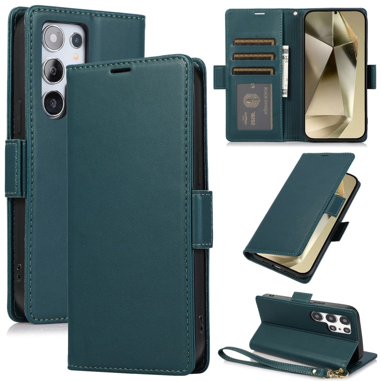 For Samsung Galaxy S25 Ultra 5G Side Buckle RFID Anti-theft Leather Phone Case(Green)