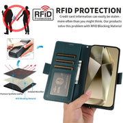 For Samsung Galaxy S25 Ultra 5G Side Buckle RFID Anti-theft Leather Phone Case(Green)