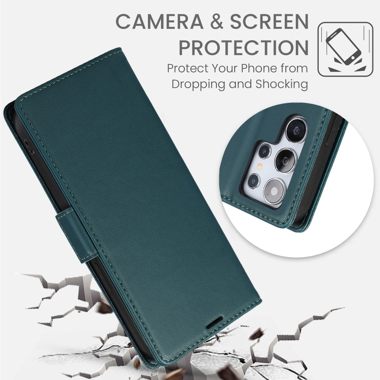 For Samsung Galaxy S25 Ultra 5G Side Buckle RFID Anti-theft Leather Phone Case(Green)