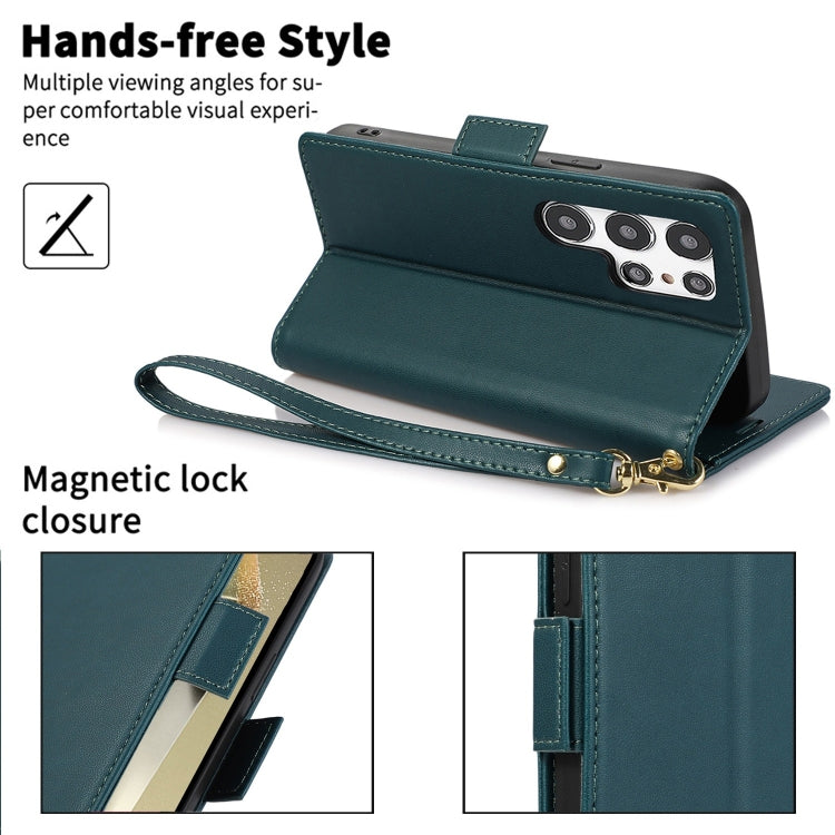 For Samsung Galaxy S25 Ultra 5G Side Buckle RFID Anti-theft Leather Phone Case(Green)