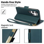 For Samsung Galaxy S25 Ultra 5G Side Buckle RFID Anti-theft Leather Phone Case(Green)