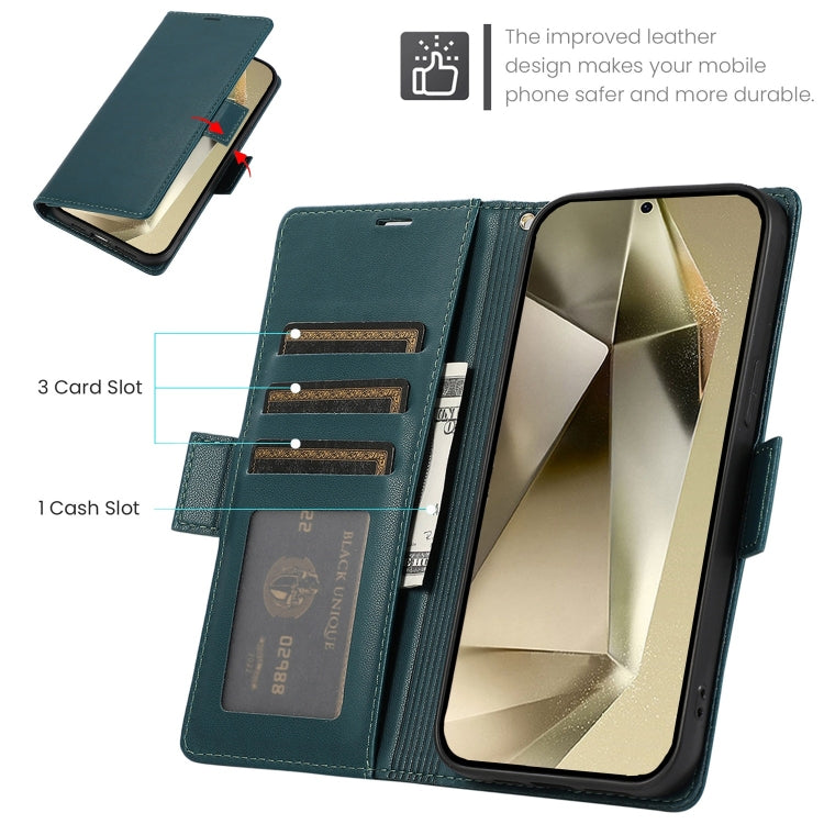 For Samsung Galaxy S25 Ultra 5G Side Buckle RFID Anti-theft Leather Phone Case(Green)