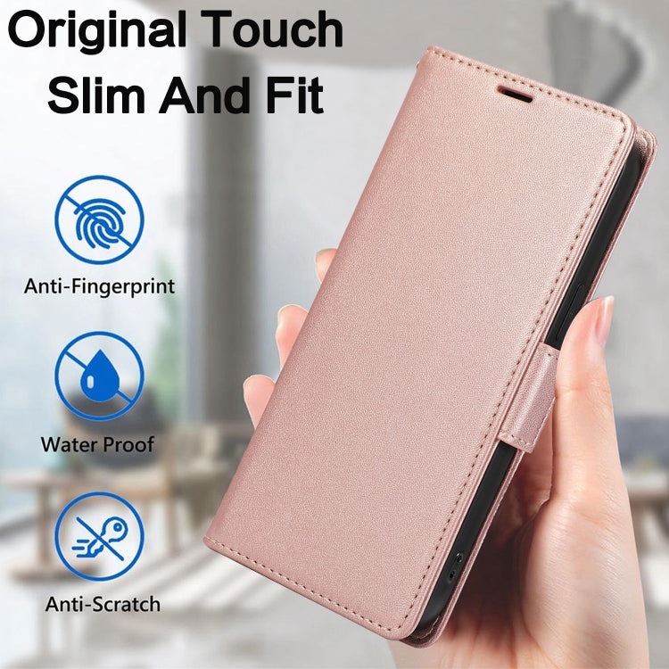 For Samsung Galaxy S25 Ultra 5G Side Buckle RFID Anti-theft Leather Phone Case(Rose Gold)