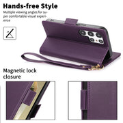 For Samsung Galaxy S25 Ultra 5G Side Buckle RFID Anti-theft Leather Phone Case(Dark Purple)