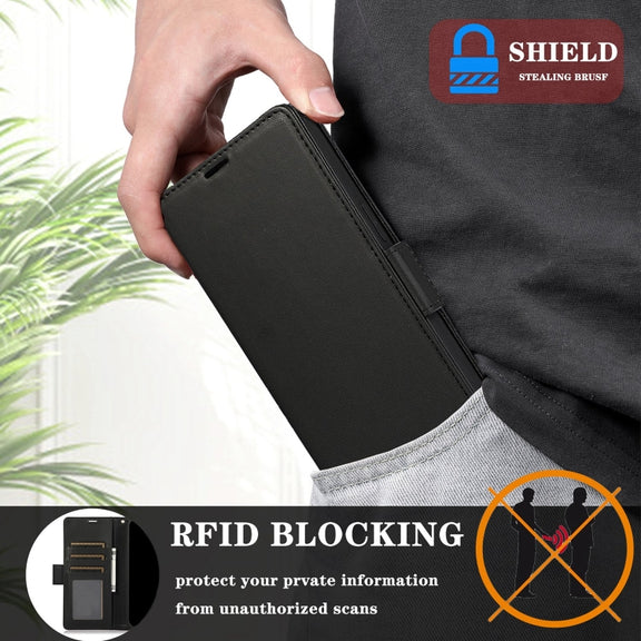 For Samsung Galaxy S25 / S24 5G Side Buckle RFID Anti-theft Leather Phone Case(Black)