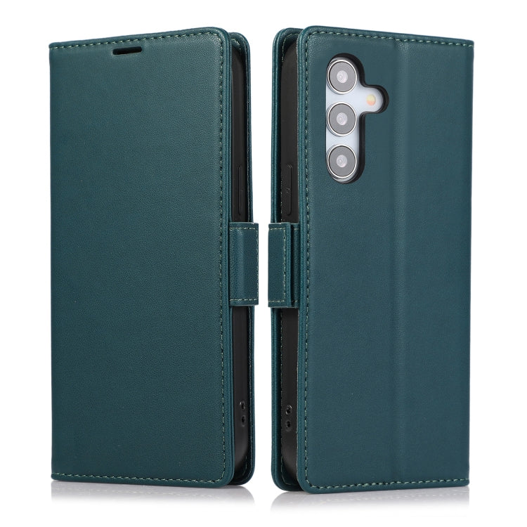 For Samsung Galaxy S25 / S24 5G Side Buckle RFID Anti-theft Leather Phone Case(Green)