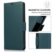 For Samsung Galaxy S25 / S24 5G Side Buckle RFID Anti-theft Leather Phone Case(Green)