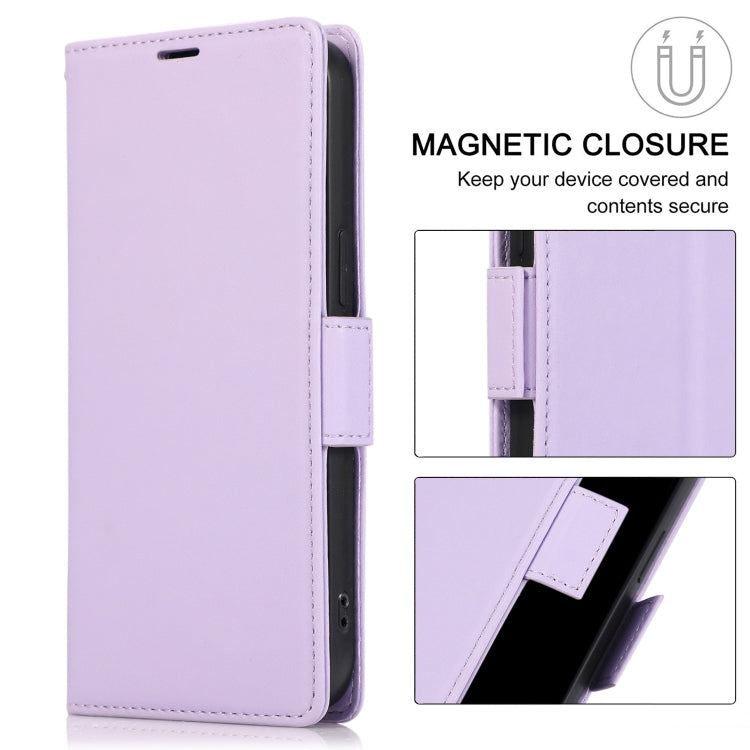 For Samsung Galaxy S25 / S24 5G Side Buckle RFID Anti-theft Leather Phone Case(Light Purple)