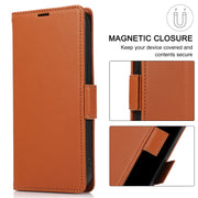 For Samsung Galaxy S25 / S24 5G Side Buckle RFID Anti-theft Leather Phone Case(Brown)