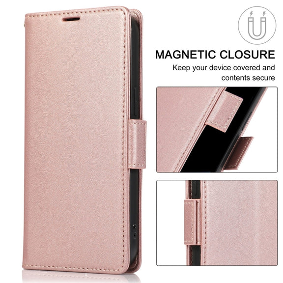 For Samsung Galaxy S25+ / S24+ 5G Side Buckle RFID Anti-theft Leather Phone Case(Rose Gold)
