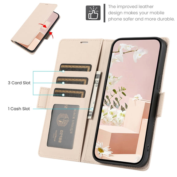 For Samsung Galaxy S25+ / S24+ 5G Side Buckle RFID Anti-theft Leather Phone Case(Apricot)