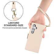 For Samsung Galaxy S25+ / S24+ 5G Side Buckle RFID Anti-theft Leather Phone Case(Apricot)