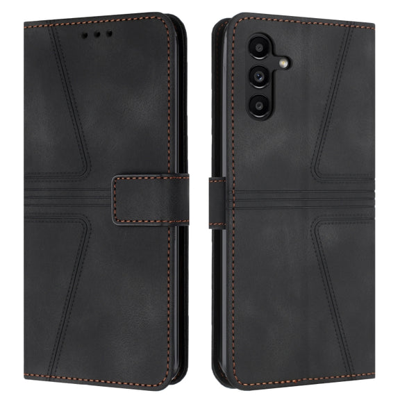 For Samsung Galaxy S25 5G Triangle Solid Color Leather Phone Case(Black)