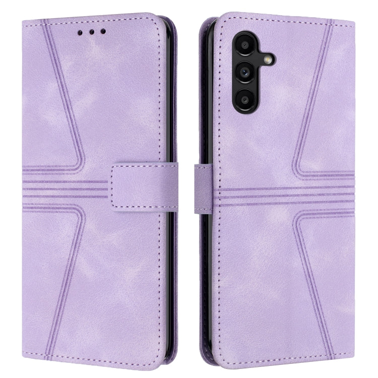 For Samsung Galaxy S25 5G Triangle Solid Color Leather Phone Case(Purple)