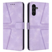 For Samsung Galaxy S25 5G Triangle Solid Color Leather Phone Case(Purple)