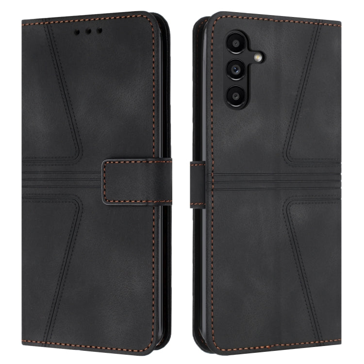 For Samsung Galaxy S25+5G Triangle Solid Color Leather Phone Case(Black)