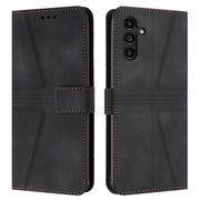 For Samsung Galaxy S25+5G Triangle Solid Color Leather Phone Case(Black)