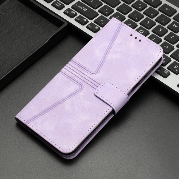For Samsung Galaxy S25+5G Triangle Solid Color Leather Phone Case(Purple)