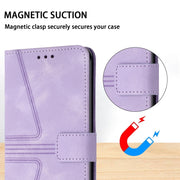 For Samsung Galaxy S25+5G Triangle Solid Color Leather Phone Case(Purple)