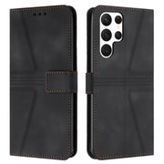 For Samsung Galaxy S25 Ultra 5G Triangle Solid Color Leather Phone Case(Black)