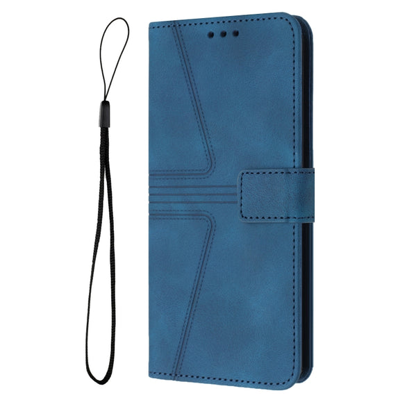 For Samsung Galaxy S25 Ultra 5G Triangle Solid Color Leather Phone Case(Blue)