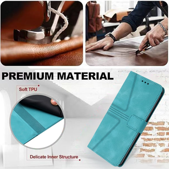For Samsung Galaxy S25 Ultra 5G Triangle Solid Color Leather Phone Case(Green)