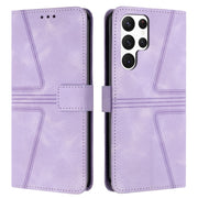 For Samsung Galaxy S25 Ultra 5G Triangle Solid Color Leather Phone Case(Purple)