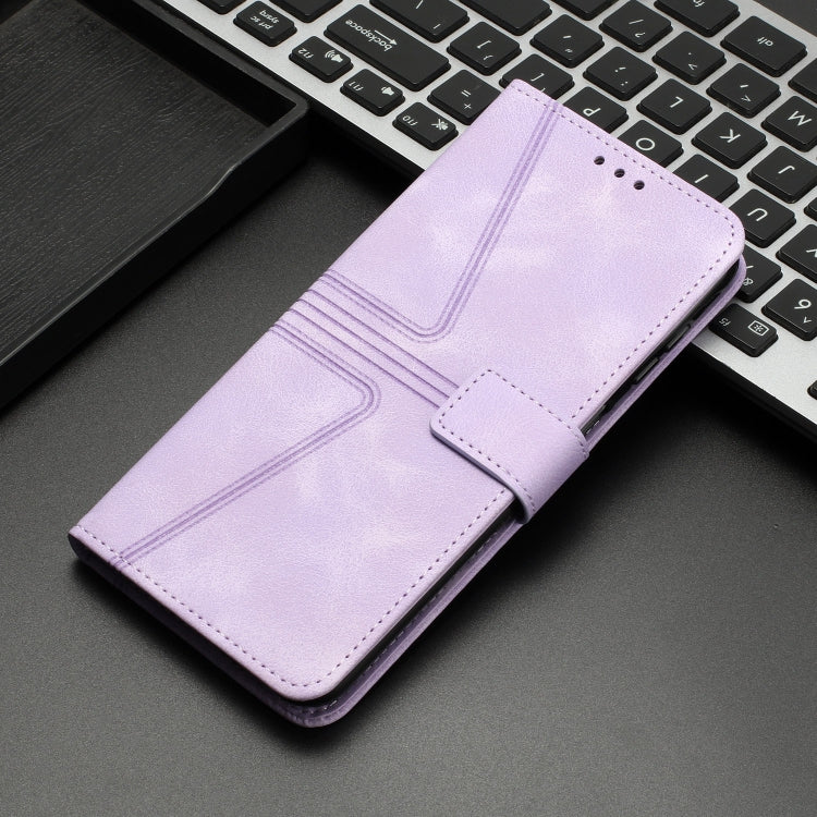 For Samsung Galaxy S25 Ultra 5G Triangle Solid Color Leather Phone Case(Purple)