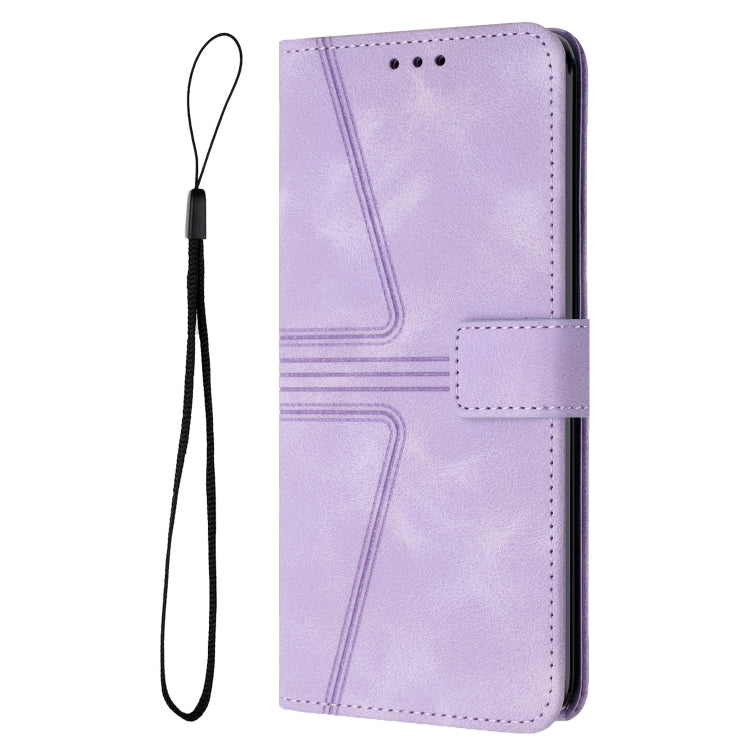 For Samsung Galaxy S25 Ultra 5G Triangle Solid Color Leather Phone Case(Purple)
