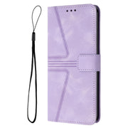 For Samsung Galaxy S25 Ultra 5G Triangle Solid Color Leather Phone Case(Purple)