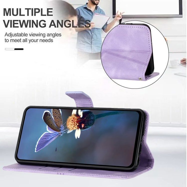 For Samsung Galaxy S25 Ultra 5G Triangle Solid Color Leather Phone Case(Purple)