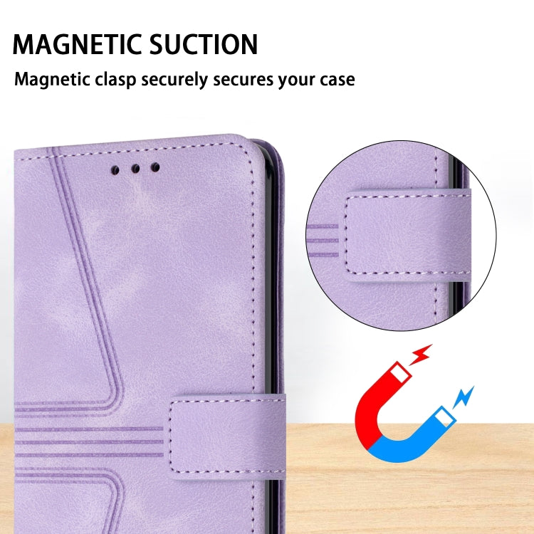 For Samsung Galaxy S25 Ultra 5G Triangle Solid Color Leather Phone Case(Purple)