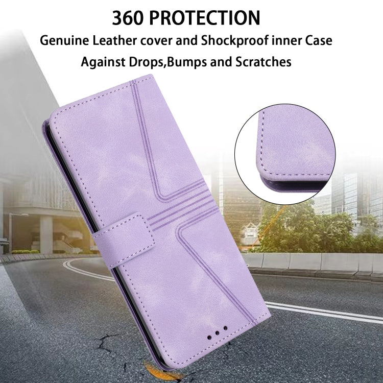 For Samsung Galaxy S25 Ultra 5G Triangle Solid Color Leather Phone Case(Purple)