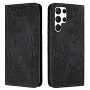For Samsung Galaxy S25 Ultra 5G Retro Elephant Embossed Leather Phone Case(Black)