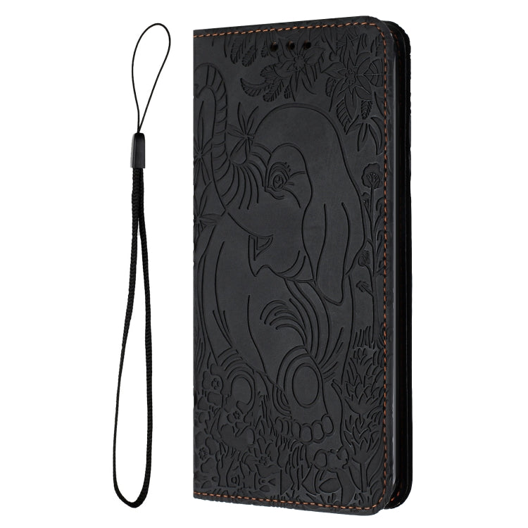 For Samsung Galaxy S25 5G Retro Elephant Embossed Leather Phone Case(Black)