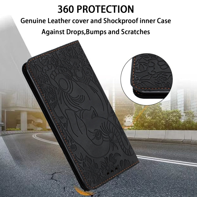 For Samsung Galaxy S25 5G Retro Elephant Embossed Leather Phone Case(Black)