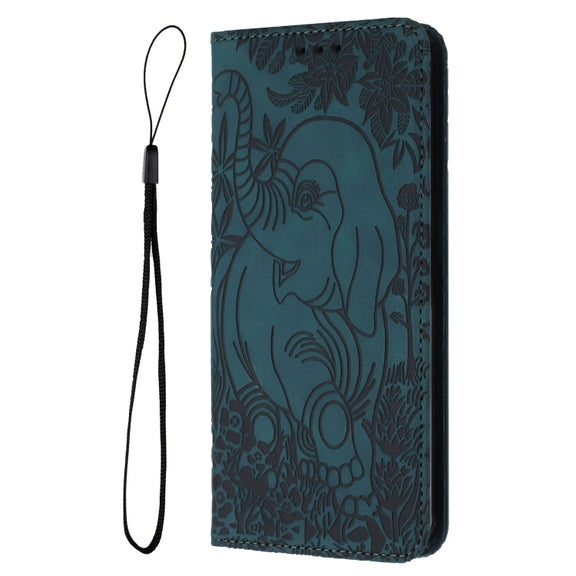 For Samsung Galaxy S25 5G Retro Elephant Embossed Leather Phone Case(Green)