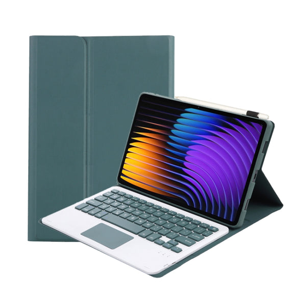 For Xiaomi Pad 7 / 7 Pro 11.2 inch A0N13-A Ultra-thin Detachable Bluetooth Keyboard Leather Tablet Case with Touchpad(Dark Green)