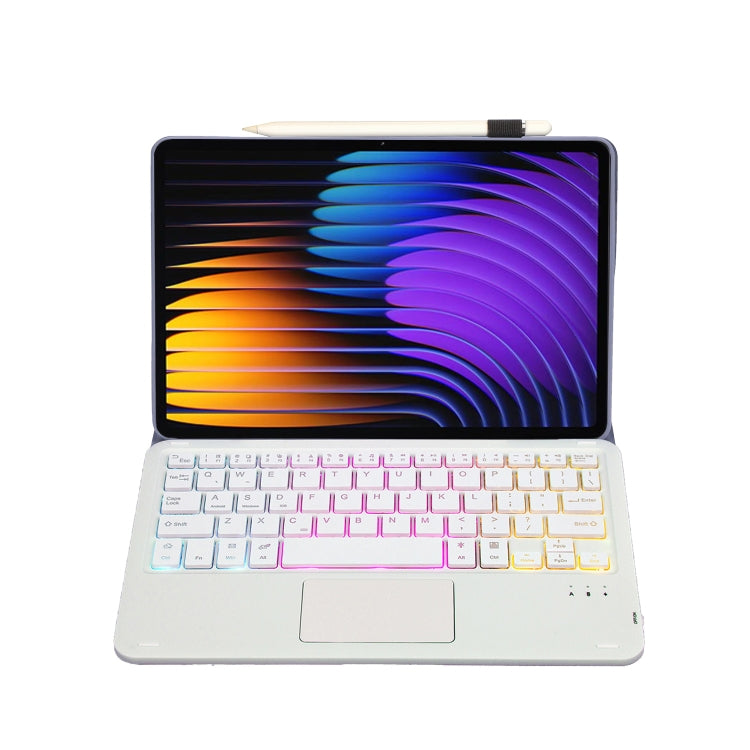 For Xiaomi Pad 7 / 7 Pro 11.2 inch A0N13-AS Ultra-thin Detachable Backlight Bluetooth Keyboard Leather Tablet Case with Touchpad(Lavender White)