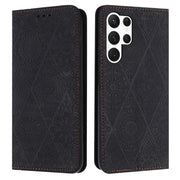 For Samsung Galaxy S25 Ultra 5G Ethnic Embossed Adsorption Leather Phone Case(Black)