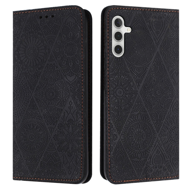 For Samsung Galaxy S25+ 5G Ethnic Embossed Adsorption Leather Phone Case(Black)