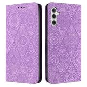For Samsung Galaxy S25 5G Ethnic Embossed Adsorption Leather Phone Case(Purple)